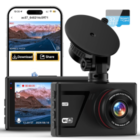 Dash Cam Front WiFi APP Control 1080P With 32GB Card Night Vision Loop Recording Angle WDR G Sensor Parking Mode