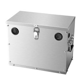 Battery Box, Group 24/31 Trolling Motor Battery Box, Marine Batteries Case with Lock, Handles and Rubber-Grommet Cable Holes, Stainless Steel Shell