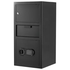 3.6 Cubic Feet Drop Safe, Large Capacity Front Drop Slot Safe Box with Digital Keypad, Heavy Duty 3 Tiers Cash Depository Box with Spare Keys for Cash