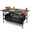Q1Pc Folding Camping Table Portable Aluminum Roll-up Picnic BBQ Desk with Carrying Bag Heavy Duty Outdoor Beach Backyard Party Patio
