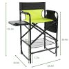 31" Tall Directors Chair with Footrest, 4Portable Bar Height Folding Camping Chair with Built-in Cup Holder, Side Table, Storage Pocket, Neon Green