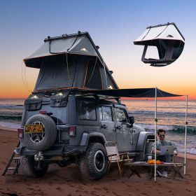 Adventurer Pro Rooftop Tent Hard Shell with USB Outlet, Side Awning, Replaceable Rain Fly&Luggage Racks for 4 Season Camping