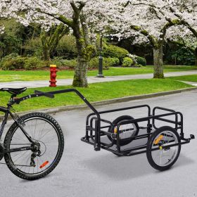 Foldable Bike Cargo Trailer Cart with Hitch, 80lbs Capacity, 16in Wheels, Black