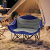 Outsunny Padded Folding Camp Chair for Adults, Double Camping Chairwith Armrests, Cup Holders, Carry Bag for Outdoor, Blue