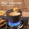 WANGYUANJI Cast Iron Dutch Oven with Wooden Lid, Safe and Non-Coatings, Deep Pot For Camping, 7.9" Cast Iron Pot With Handles for Cooking Rice, Soup
