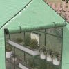 Outsunny 4.6' x 4.7' Portable Greenhouse, Water/UV Resistant Walk-In Small Outdoor Greenhouse with 2 Tier U-Shaped Flower Rack Shelves