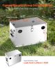Battery Box, Group 24/31 Trolling Motor Battery Box, Marine Batteries Case with Lock, Handles and Rubber-Grommet Cable Holes, Stainless Steel Shell