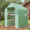 Outsunny 4.6' x 4.7' Portable Greenhouse, Water/UV Resistant Walk-In Small Outdoor Greenhouse with 2 Tier U-Shaped Flower Rack Shelves