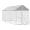 Outdoor Dog Kennel Silver Galvanized steel, Polyethylene Large