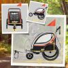3-in-1 Bike Trailer for Kids Red Running Stroller Jogging Cart with 2 Seats 5-Point Harness Storage for Active Families Outdoor Fun