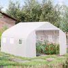 Outsunny 11.5' x 10' x 6.5' Outdoor Walk-in Greenhouse, Tunnel Green House with Roll-up Windows, Zippered Door, PE Cover, Heavy Duty Steel Frame