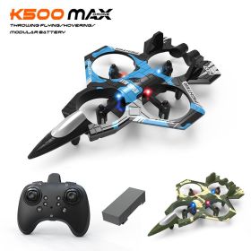 K500 Combat Drone Four-Channel Hovering Quadcopter With Altitude Hold, Flip Stunts, And Remote Control Lighting Plane (Option: Blue)