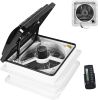 RV Roof Vent Fan 14",Continuously Variable Reversible 12V Remote Control Trailer Roof Vent Low Noise with Rain Sensor,UV Protection